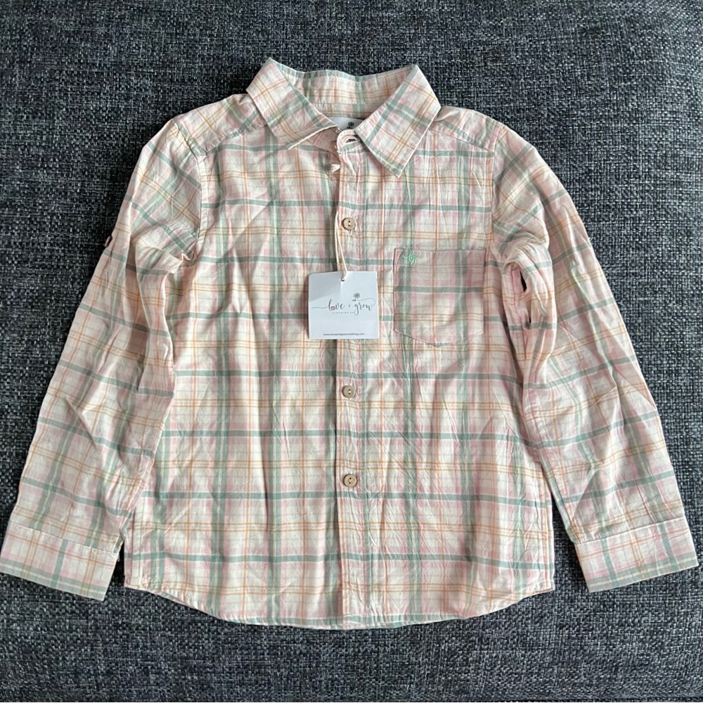 NWT Love & Grow Boys’ Spring Plaid Shirt Size 8
